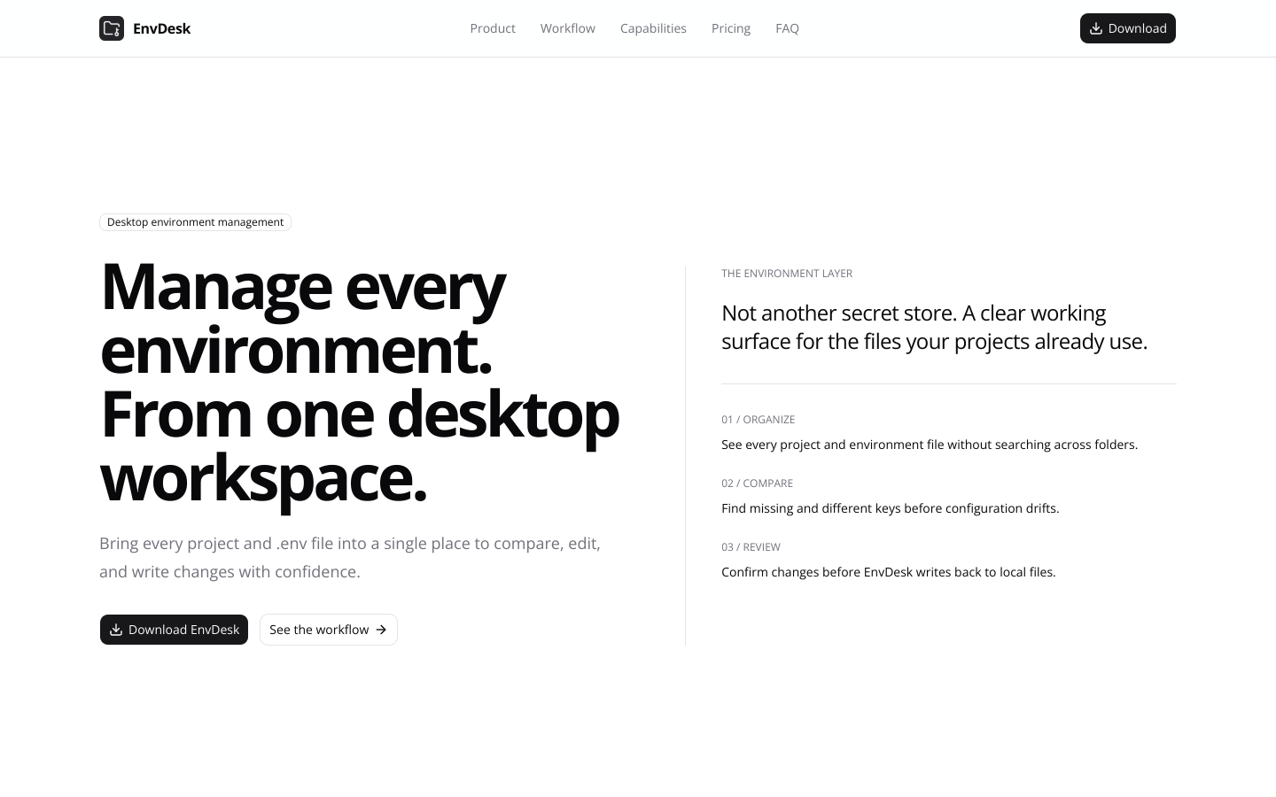 envdesk.app screenshot