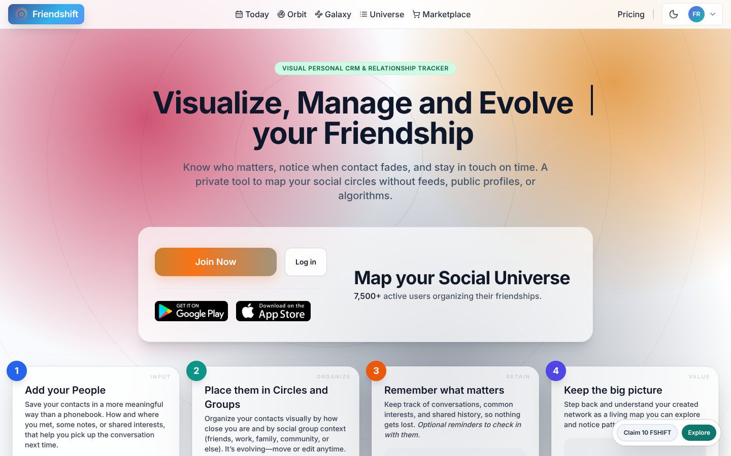 friendshift.app screenshot