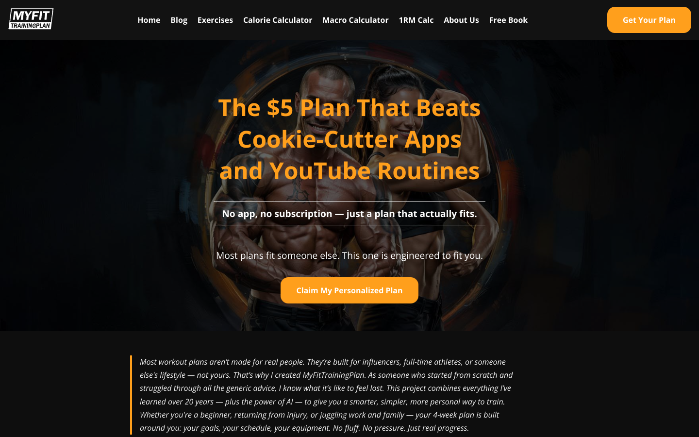 myfittrainingplan.com screenshot