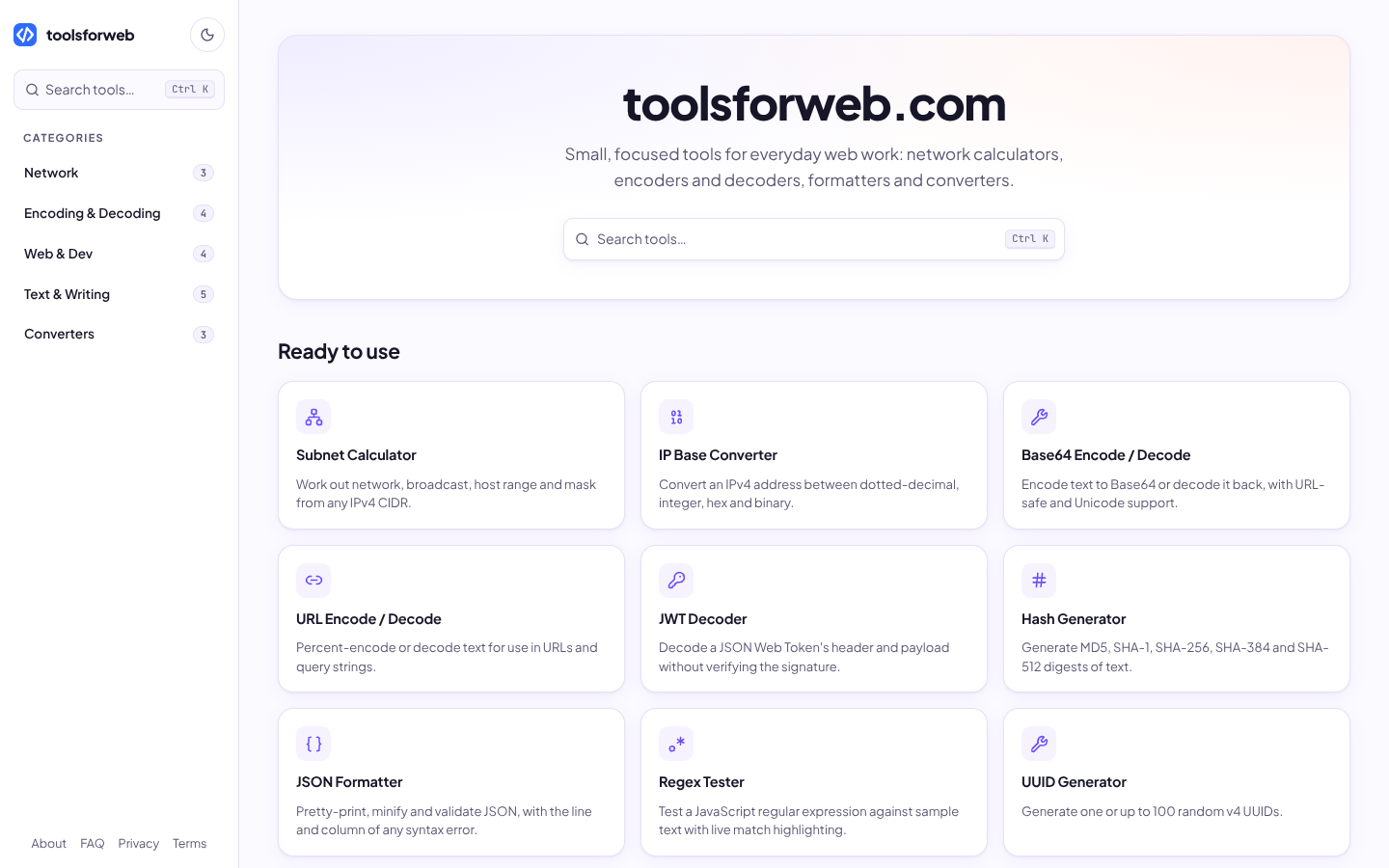 toolsforweb.com screenshot